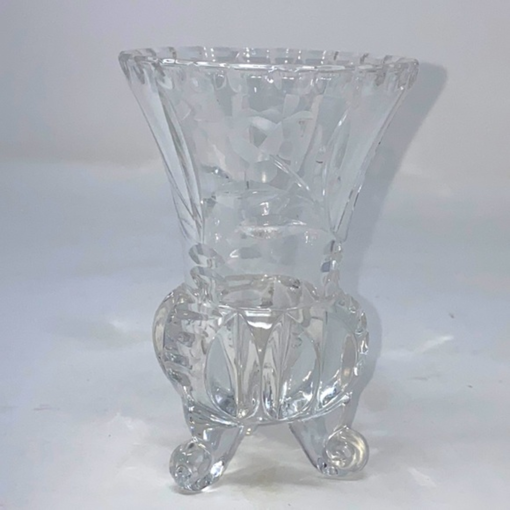 Vintage‎ Crystal Vase Footed Pinwheel Crystal Flower Vase - Picture 1 of 7